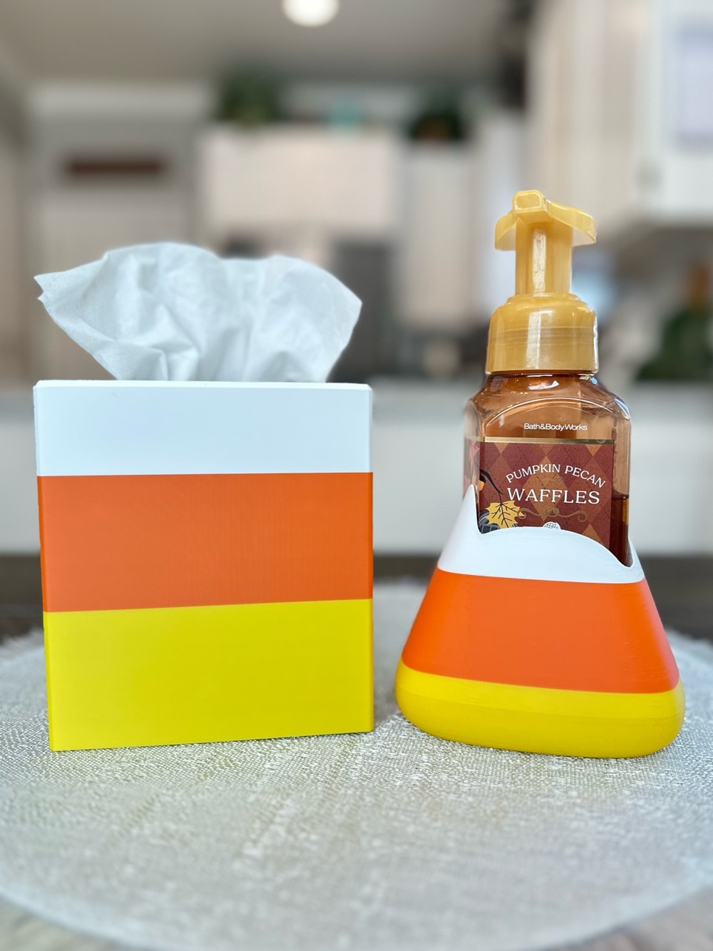 Candy Corn Tissue Box Cover and Soap Holder Set for Bath & Body Works Bottle